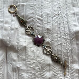 Lucky Brand Purple and Silver Peace Bracelet